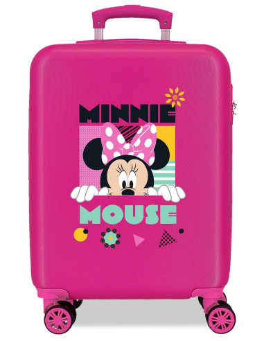 TROLLEY ABS 55CM.4R. MINNIE GEOMETRIC FUCSIA